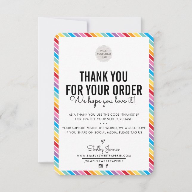 BUSINESS THANK YOU modern order insert colorful (Front)