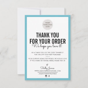 BUSINESS THANK YOU modern order insert turquoise Card