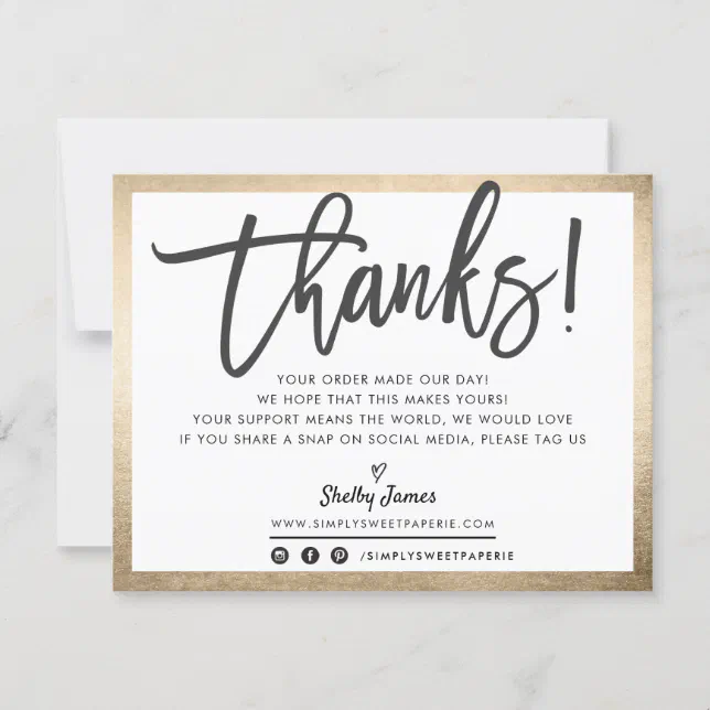 BUSINESS THANK YOU modern professional gold black | Zazzle