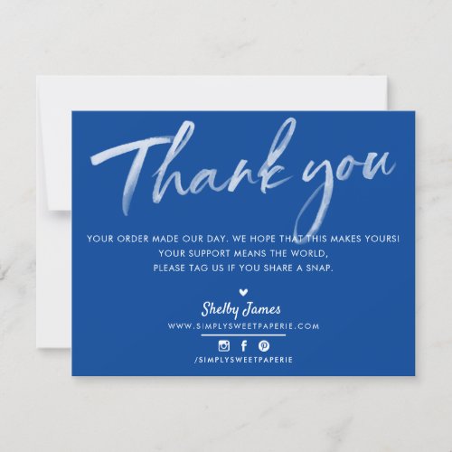 BUSINESS THANK YOU modern royal blue white ink