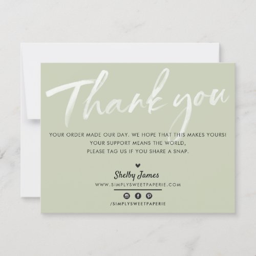 BUSINESS THANK YOU modern sage green white ink