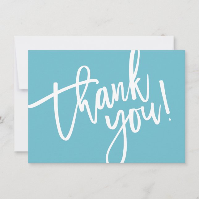 BUSINESS THANK YOU modern script insert aqua logo (Front)