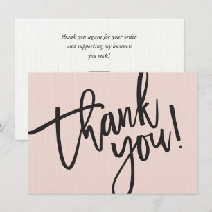 BUSINESS THANK YOU modern script insert blush pink Card