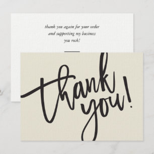 BUSINESS THANK YOU modern script insert cream Card