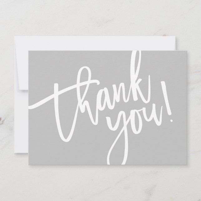 BUSINESS THANK YOU modern script insert gray logo Card (Front)