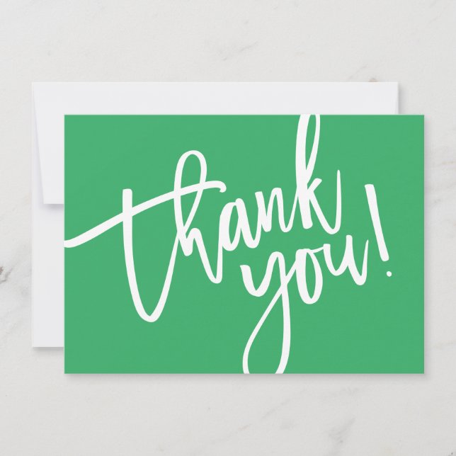 BUSINESS THANK YOU modern script insert green logo (Front)