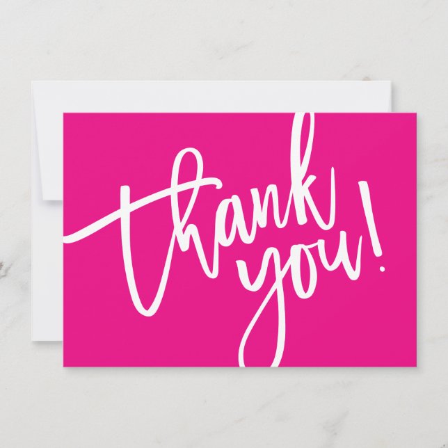 BUSINESS THANK YOU modern script insert pink logo (Front)