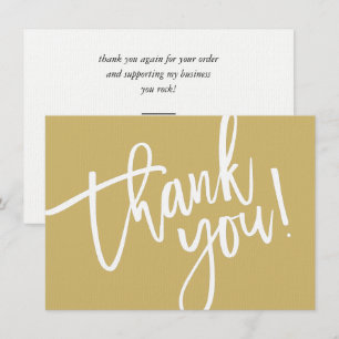 BUSINESS THANK YOU modern script insert plain gold Card