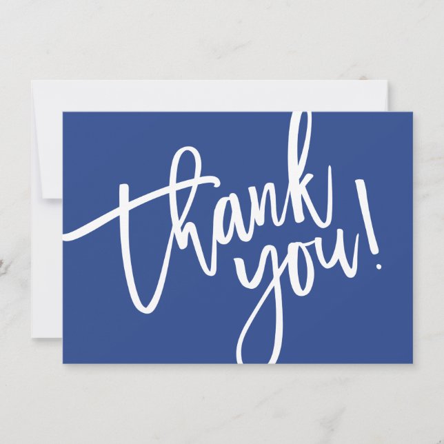 BUSINESS THANK YOU modern script royal blue logo Card (Front)