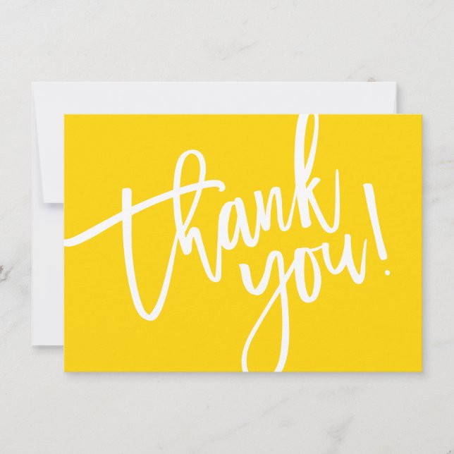 BUSINESS THANK YOU modern script slip yellow logo Card (Front)