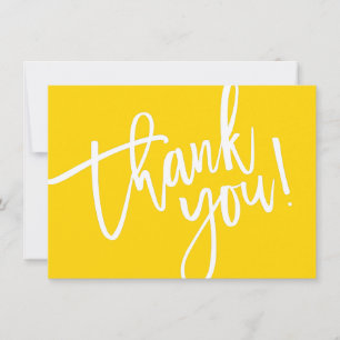 BUSINESS THANK YOU modern script slip yellow logo Card