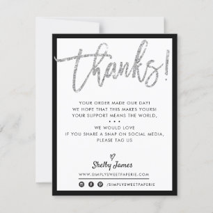 BUSINESS THANK YOU modern silver glitter black