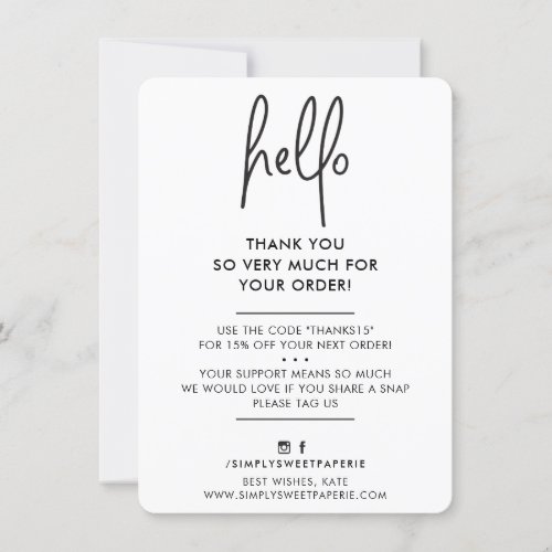 BUSINESS THANK YOU modern simple hello white black