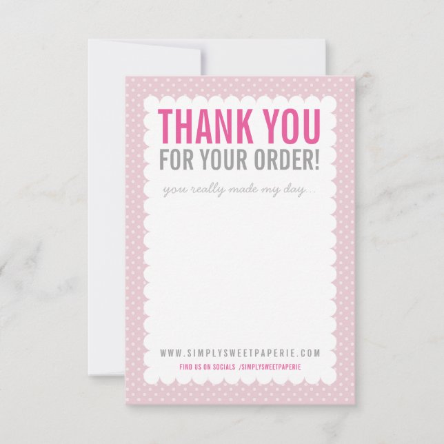 BUSINESS THANK YOU NOTE pretty polkadot pink Invitation (Front)