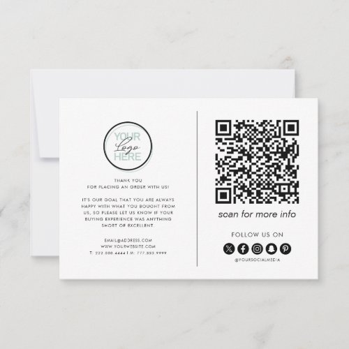 Business Thank You Note QR Code Card