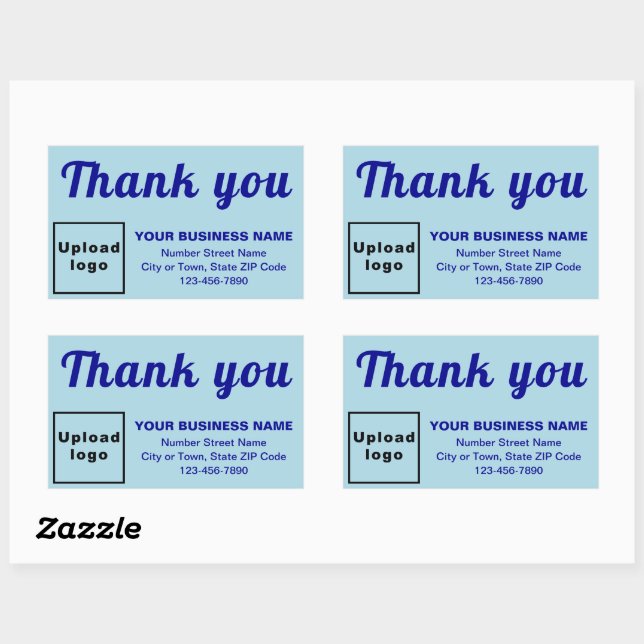 Business Thank You on Monochrome Blue Rectangular Sticker (Sheet)