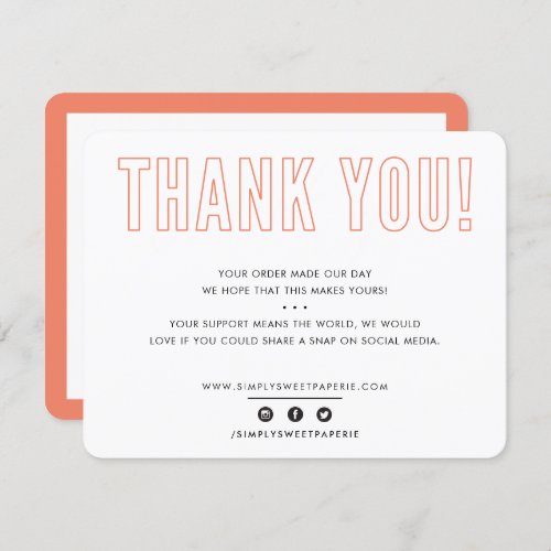 BUSINESS THANK YOU outline typography orange