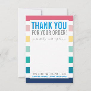BUSINESS THANK YOU pastel colorful rainbow stripe Card