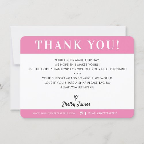 BUSINESS THANK YOU professional modern candy pink