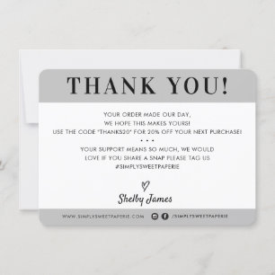 BUSINESS THANK YOU professional modern simple gray Card