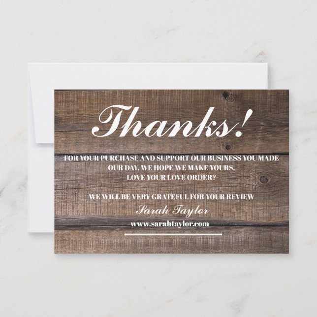 Business Thank You Rustic Script Bold  Card (Front)