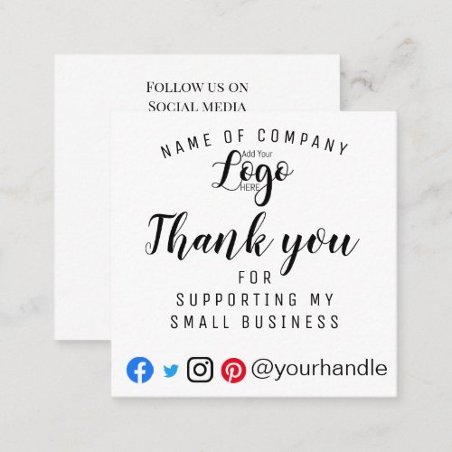 Business Thank You social media business card