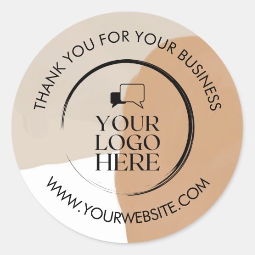 Business Thank You Stickers Custom Logo Beige