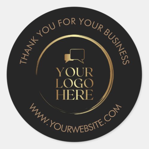 Business Thank You Stickers Custom Logo Gold black