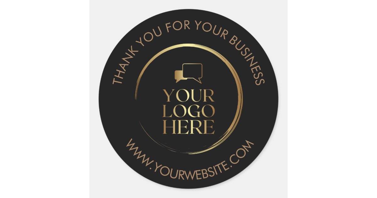 Business Thank You Stickers Custom Logo Gold black | Zazzle