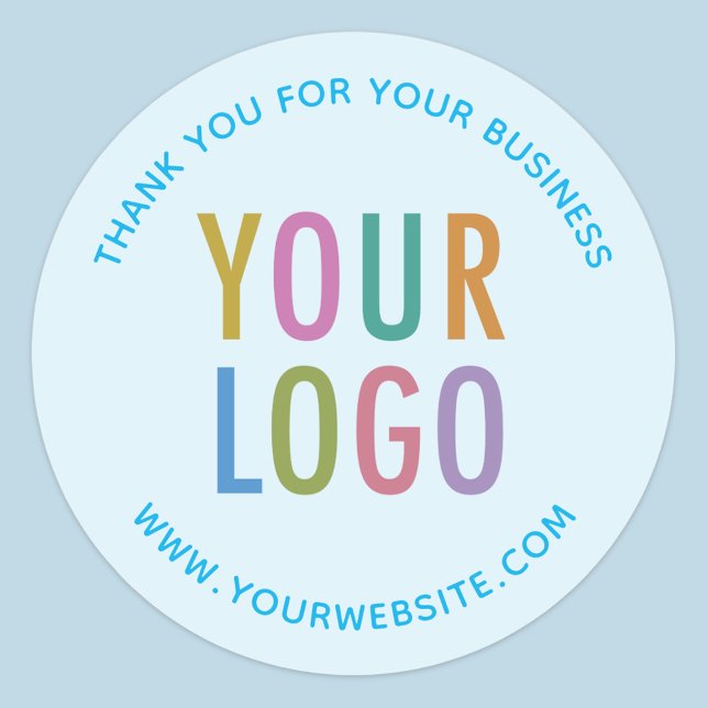 Business Thank You Stickers Custom Logo Light Blue (MISOOK Light Blue Thank You for Your Business Sticker with Logo)