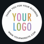 Business Thank You Stickers Custom Logo Round<br><div class="desc">Personalize these round business thank you stickers with your company logo and custom text. You can customize the words "Thank You for Your Business" to your own message in your preferred language. Available in a glossy or matte finish as 1.5 inch or 3 inch stickers. The small 1.5 inch stickers...</div>