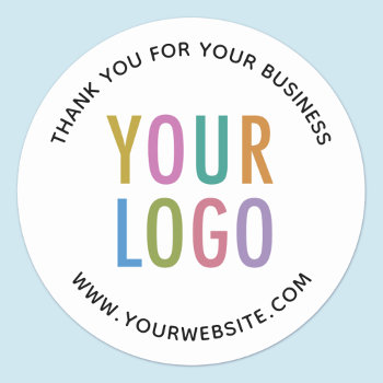 Business Thank You Stickers Custom Logo Round by MISOOK at Zazzle
