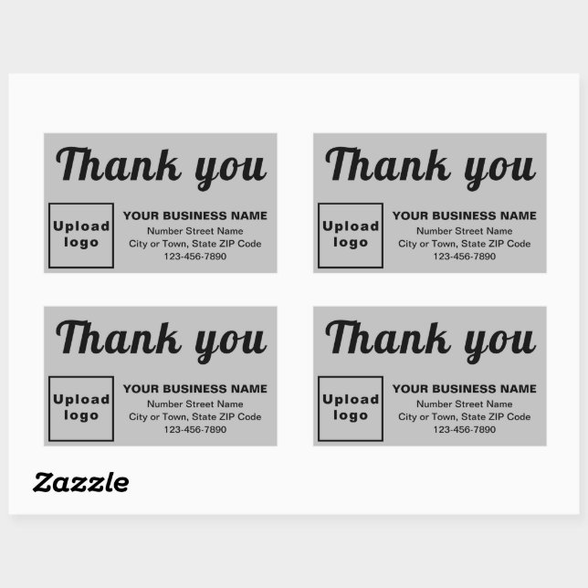 Business Thank You Texts on Gray Rectangle Sticker (Sheet)