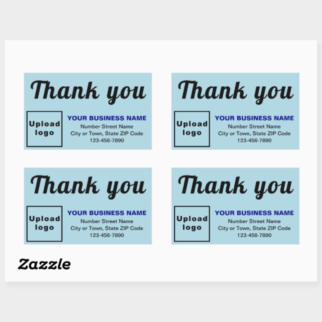 Business Thank You Texts on Light Blue Rectangular Sticker (Sheet)