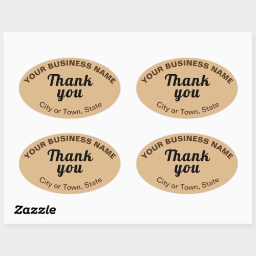 Business Thank You Texts on Light Brown Oval Sticker