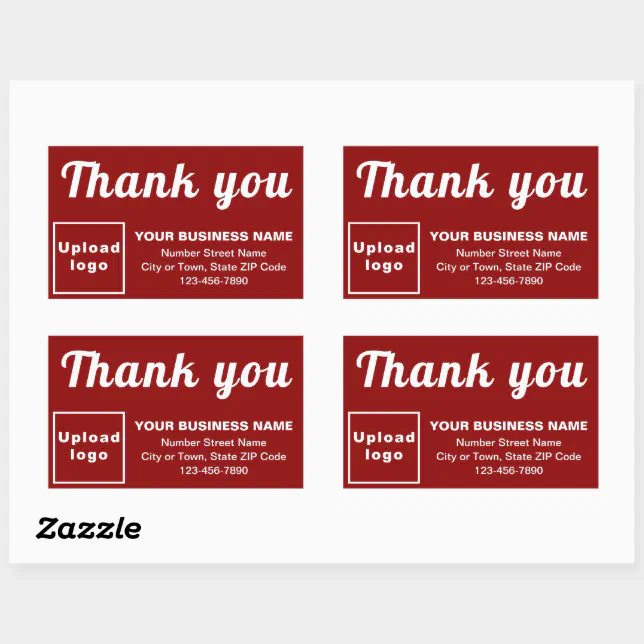 Business Thank You Texts on Red Rectangle Sticker | Zazzle
