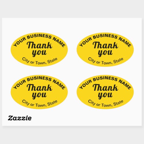 Business Thank You Texts on Yellow Oval Sticker