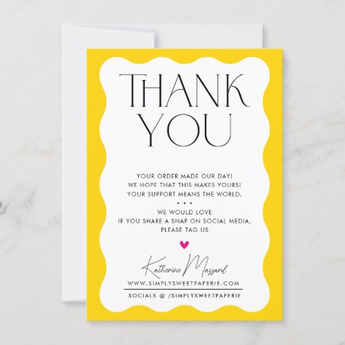 BUSINESS THANK YOU trendy elegant serif yellow