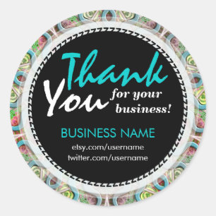 Business Thank You Tribal Pastel pattern sticker