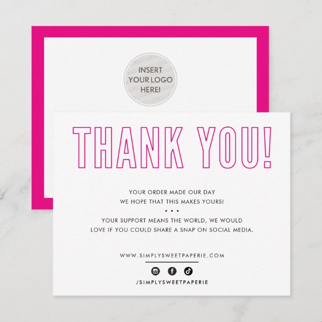 BUSINESS THANK YOU urban masculine fuschia pink (Front/Back)