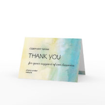 Business Thank You Watercolor Pastel Colors