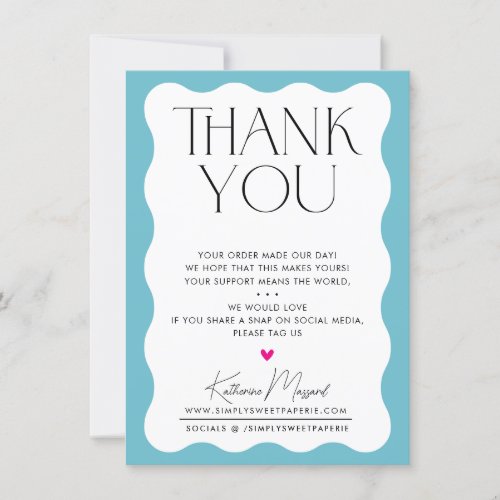 BUSINESS THANK YOU wave elegant serif turquoise