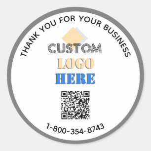 Business Thank You Your Logo QR Code Classic Round Sticker