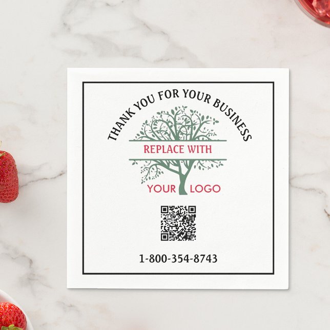 Business Thank You Your Logo QR Code Phone    Napkins (Creator Uploaded)