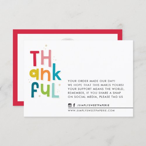 BUSINESS THANKFUL bold bright fun typography  Thank You Card