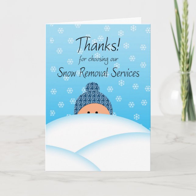Business Thanks Customer Snow Plow services Thank You Card (Front)