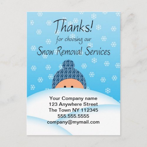 Business Thanks Customer Snow Removal Services Postcard