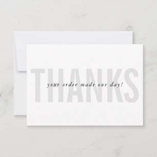 BUSINESS THANKS modern minimal order insert gray Thank You Card