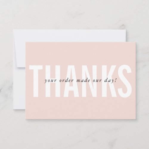 BUSINESS THANKS modern minimal order insert pink Thank You Card