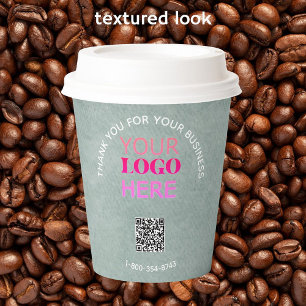 Business Thanks Texture Look Phone Logo QR Code Paper Cups